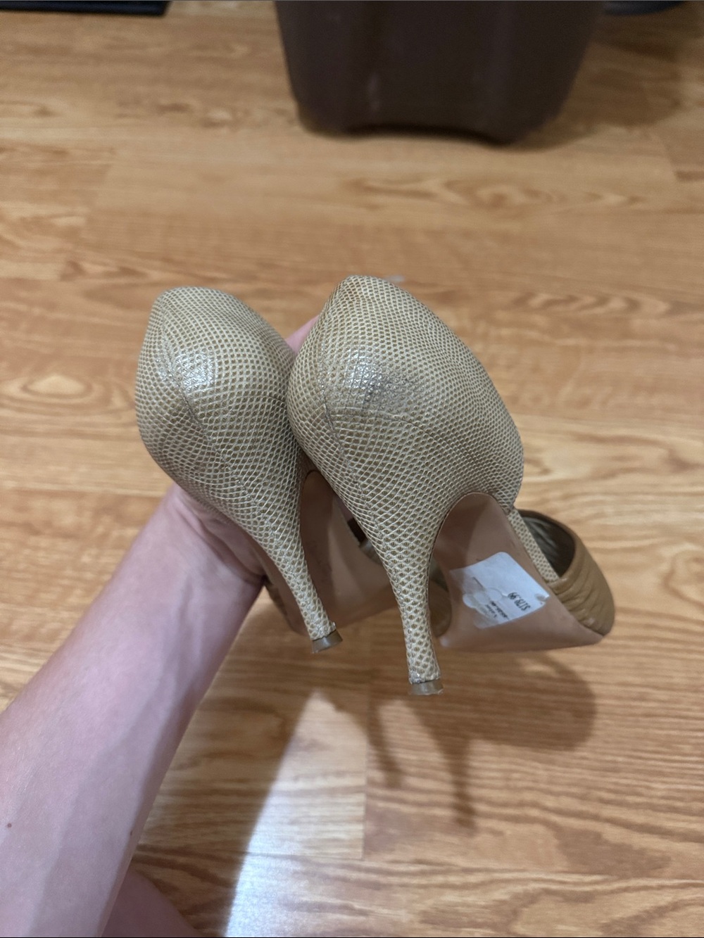 Salvatore Ferragamo Brown and Cream D'Orsay Ribbed Leather Heels - Picture 6 of 7